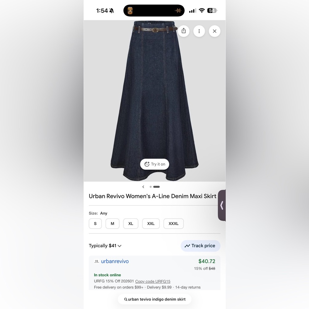 Urban Revivo Indigo Denim Maxi Skirt - Indigo Blue